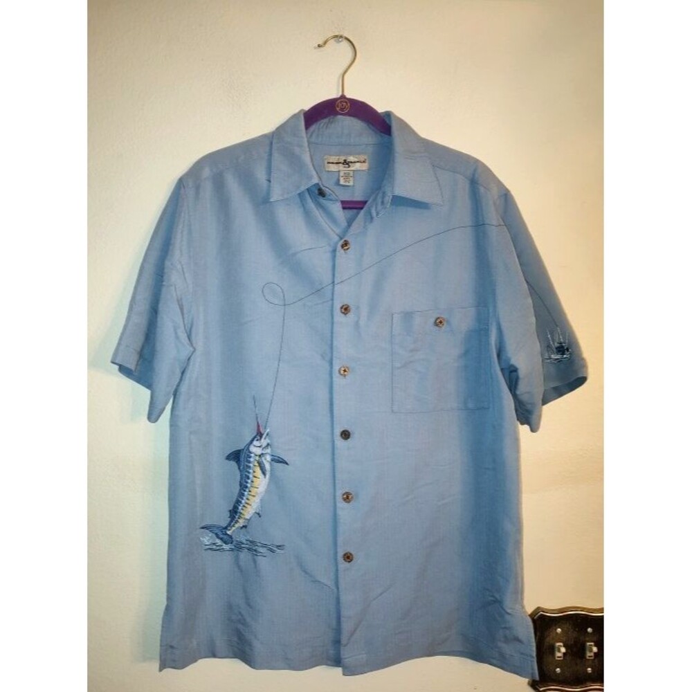 Men's Vintage HOOK & TACKLE Limited Edition Embroidered Fishing Shirt Size M